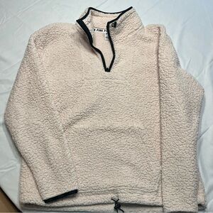 Victoria's Secret Pink Jacket Medium cream Sherpa Fleece Pullover 1/4 Zip